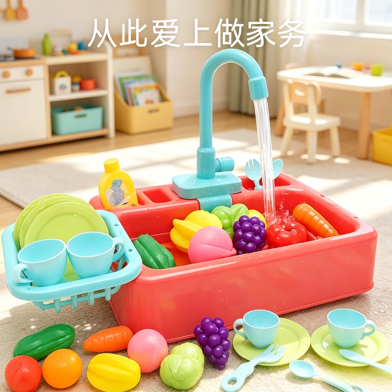 Kids Outdoor Mud Kitchen Accessories - Conjunto de Pia de Plástico para