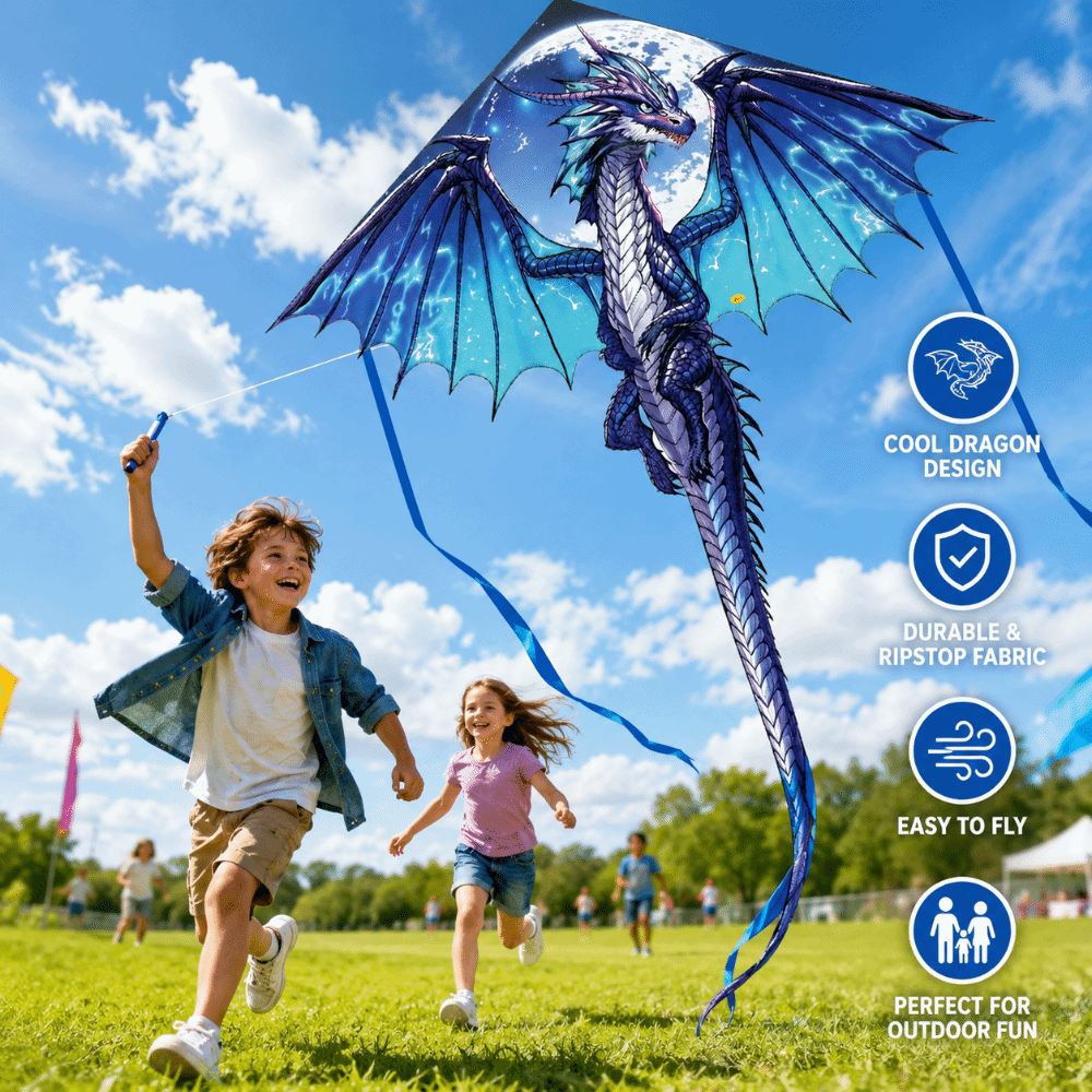 Kite Easy Fly Kids - Pipa Dragão Azul Air Snake com