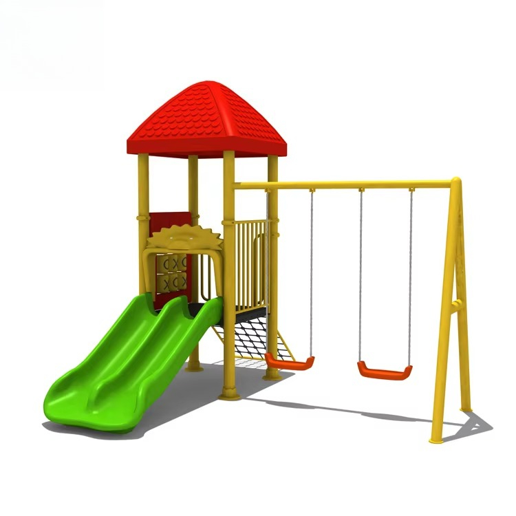 Kids Outdoor Swing Set With Slide - Equipamentos de Playground em Aço, Balanços