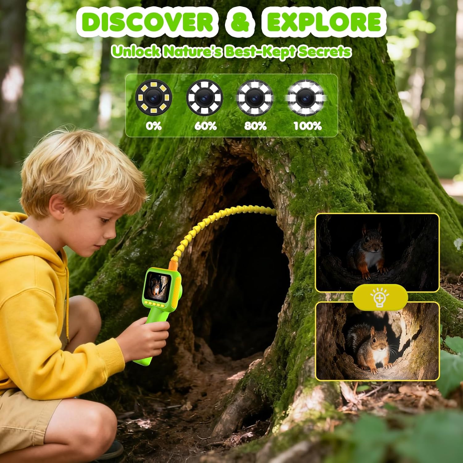Kids Outdoor Lights - Endoscópio para Crianças, Câmera Boroscópica com