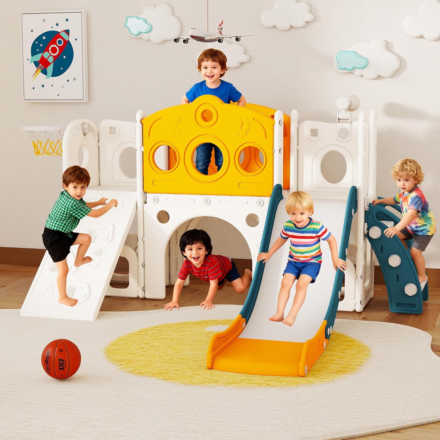 Kids Outdoor Slide Set - Conjunto de Escorregador 9 em 1