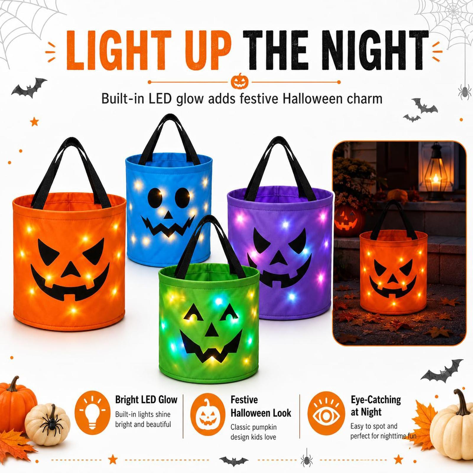 Balde de abóbora iluminado com - Kids Outdoor Lights avaliação e preço