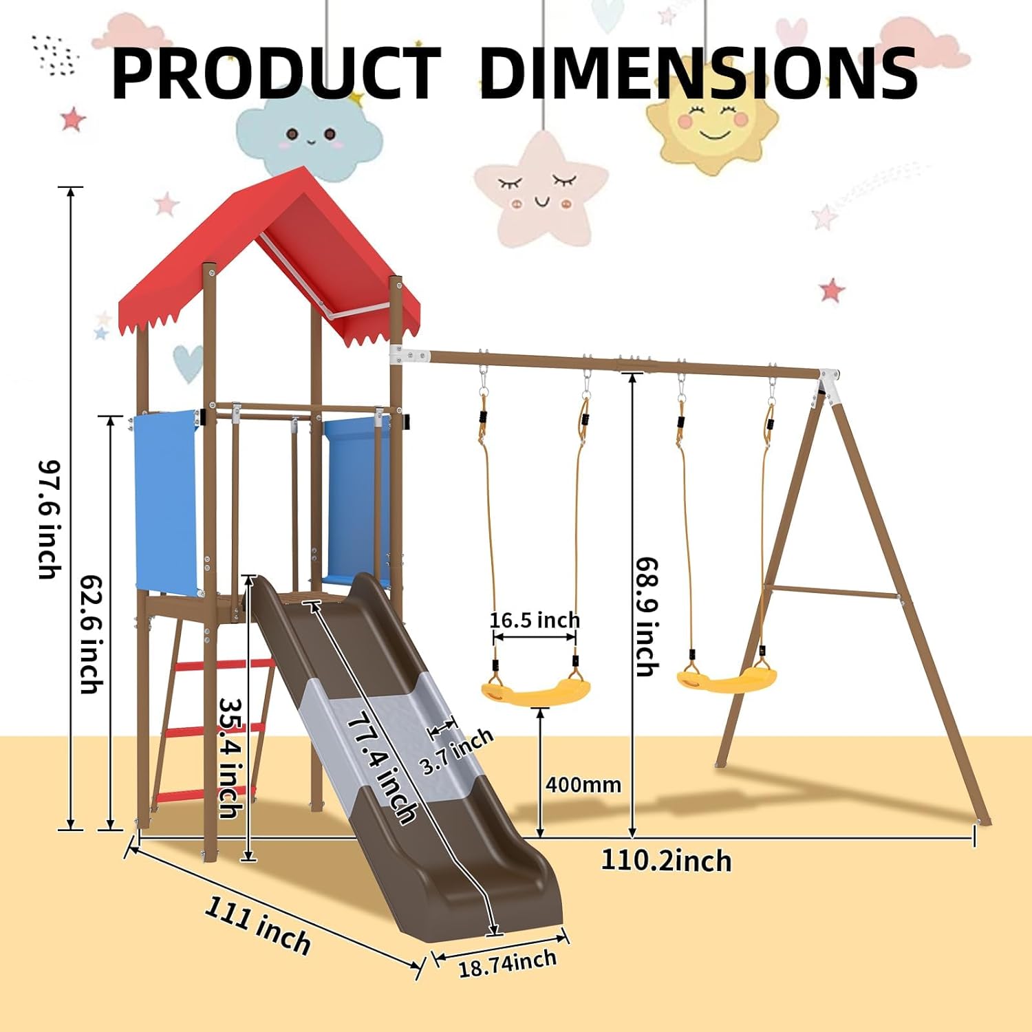 Conjunto de Balanço de Metal p - Kids Outdoor Swing Set With Slide avaliação e preço