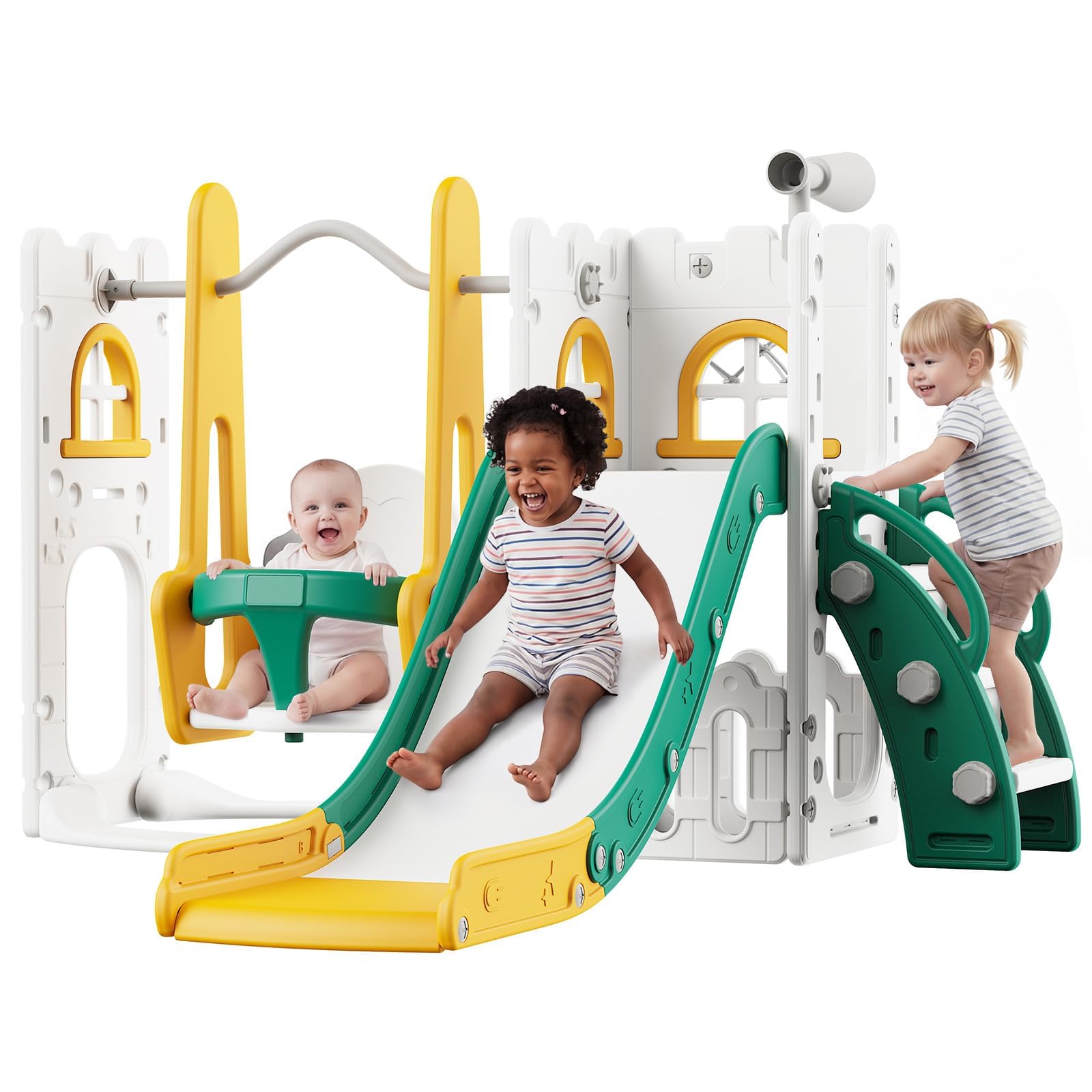 Conjunto de Escorregador e Bal - Kids Outdoor Swing Set With Slide avaliação e preço