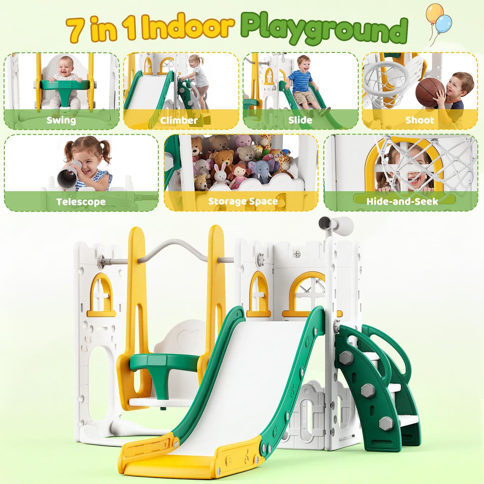 Conjunto de Escorregador e Bal - Kids Outdoor Swing Set With Slide avaliação e preço