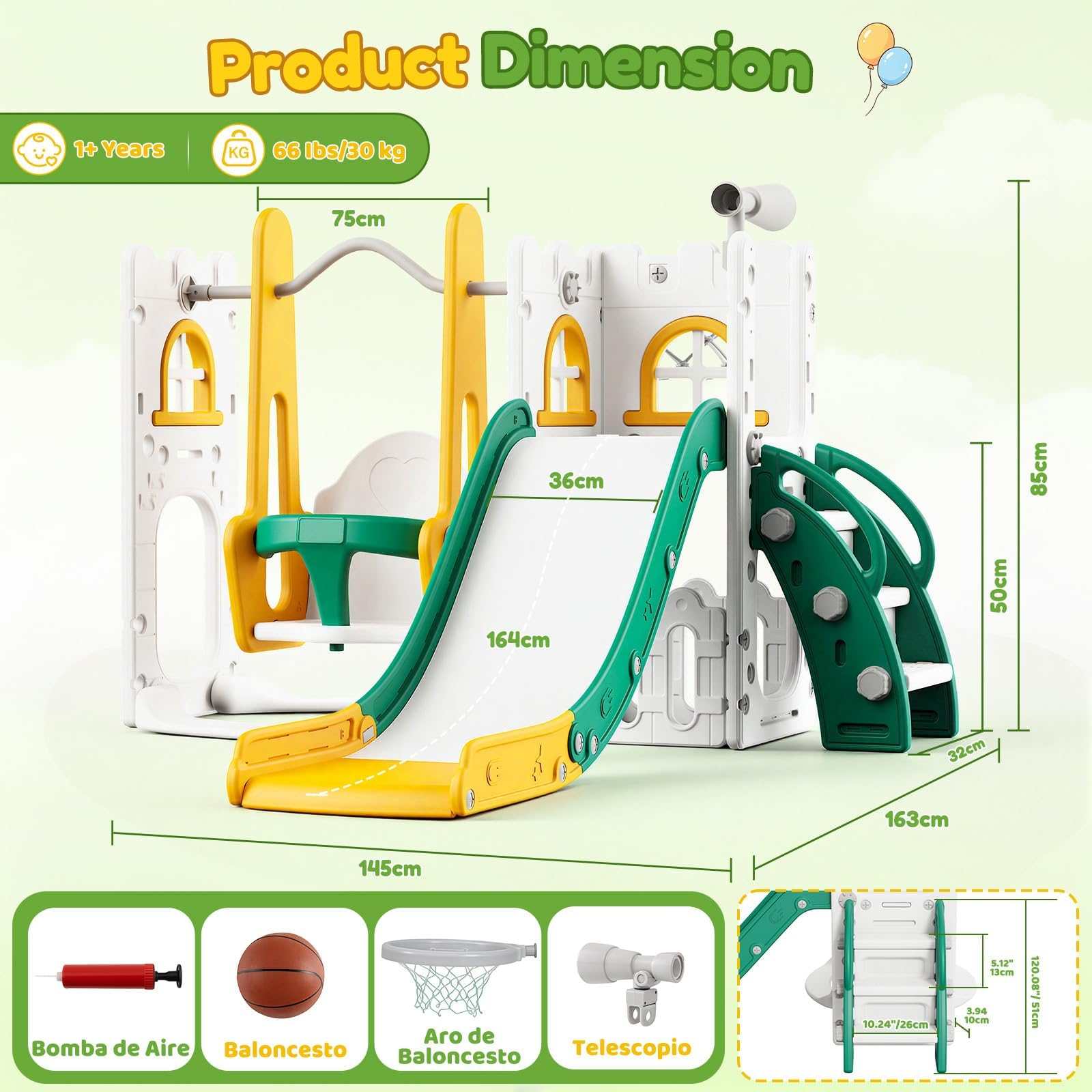 Conjunto de Escorregador e Bal - Kids Outdoor Swing Set With Slide avaliação e preço