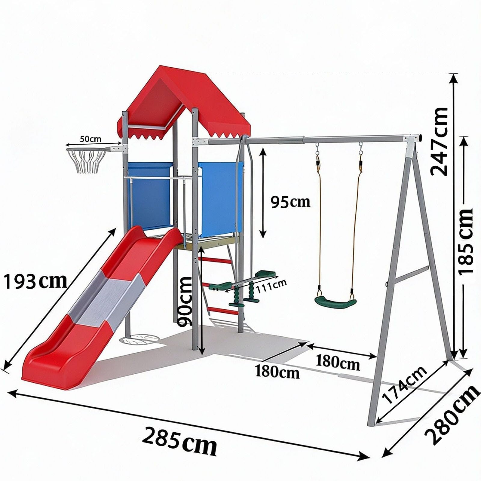 Conjunto de Balanço de Metal 5 - Kids Outdoor Swing Set With Slide avaliação e preço