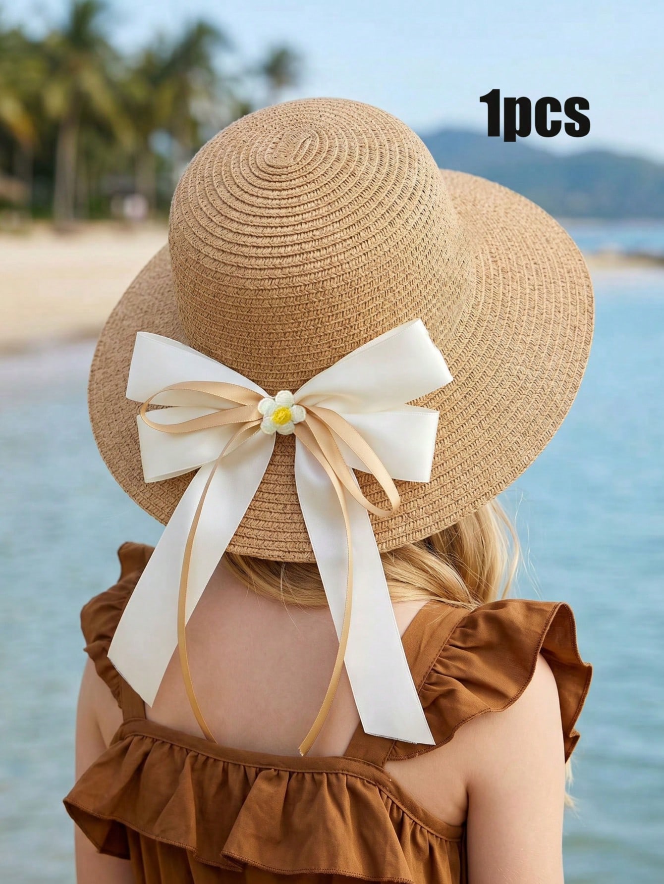 Chapéu de Palha com Laço para  - Kids Outdoor Hat avaliação e preço